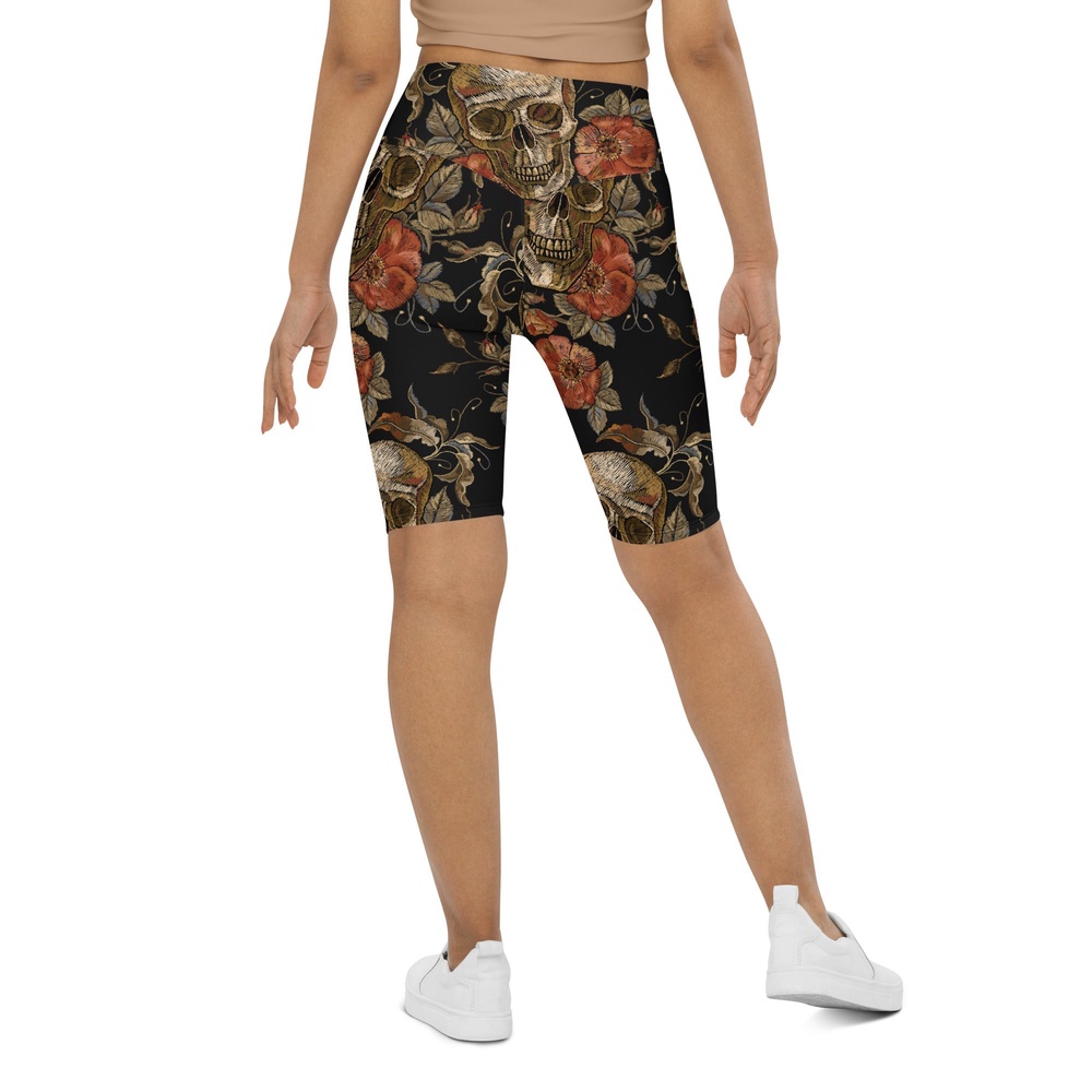 Embroidery Print Skull Biker Shorts, Biker Shorts For Mom, Shorts Mother’s Day, Mother Day Gift