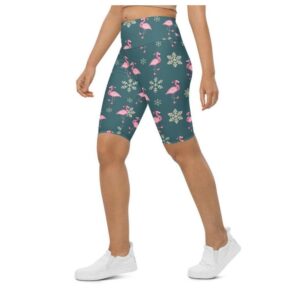 Festive Flamingos Biker Shorts, Biker Shorts For…