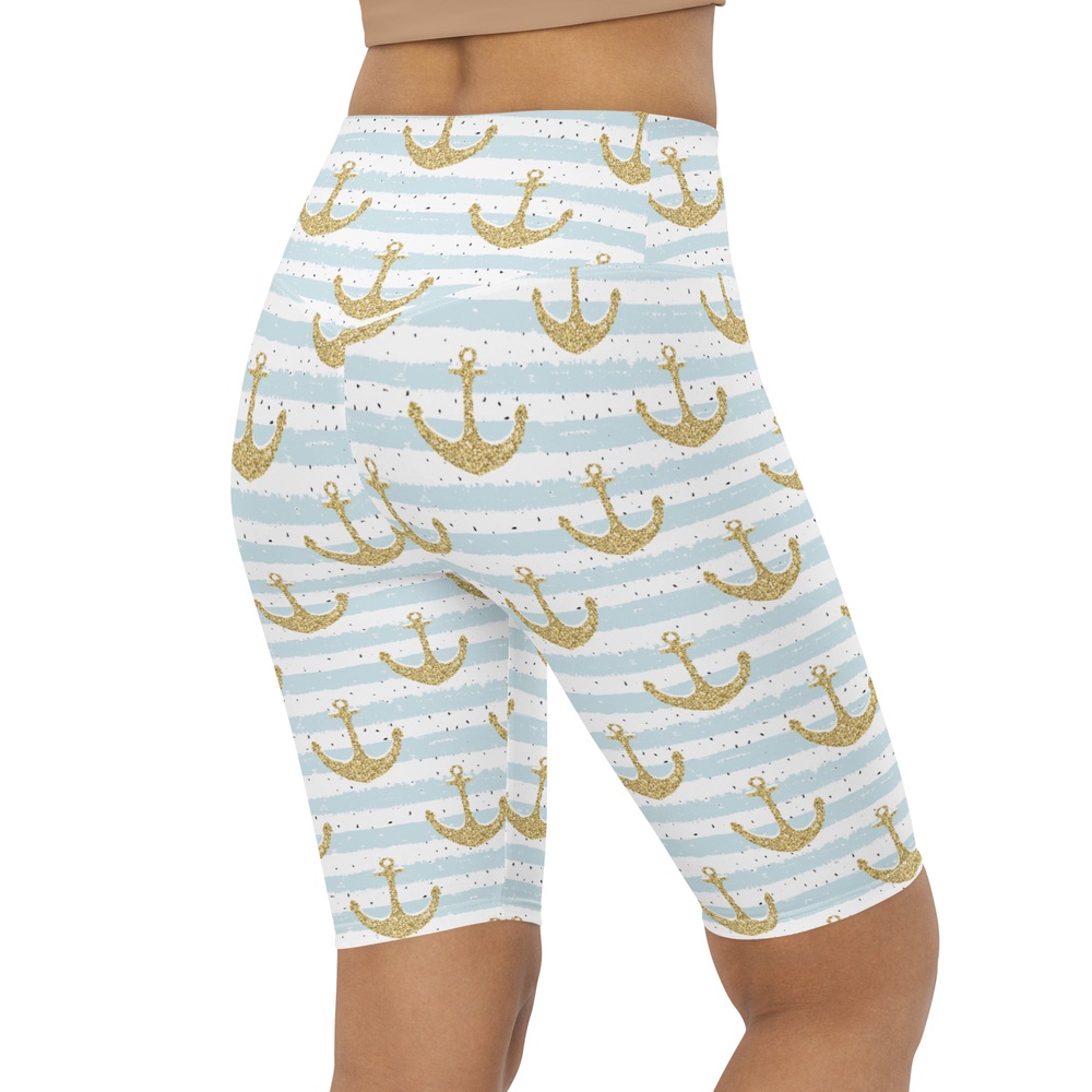 Glittery Anchor Biker Shorts, Biker Shorts For Mom, Shorts Mother’s Day, Mother Day Gift