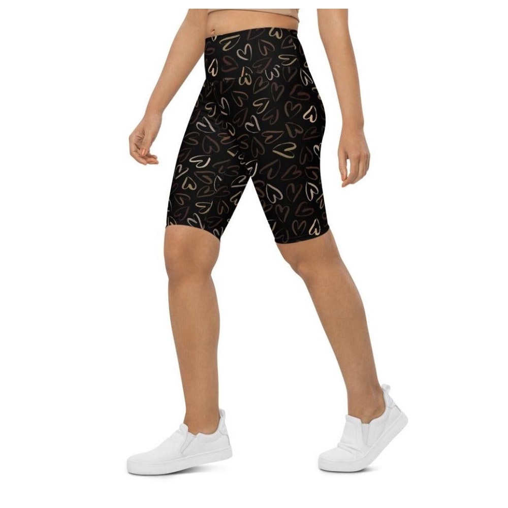 Golden Heart Print Biker Shorts, Biker Shorts For Mom, Shorts Mother’s Day, Mother Day Gift