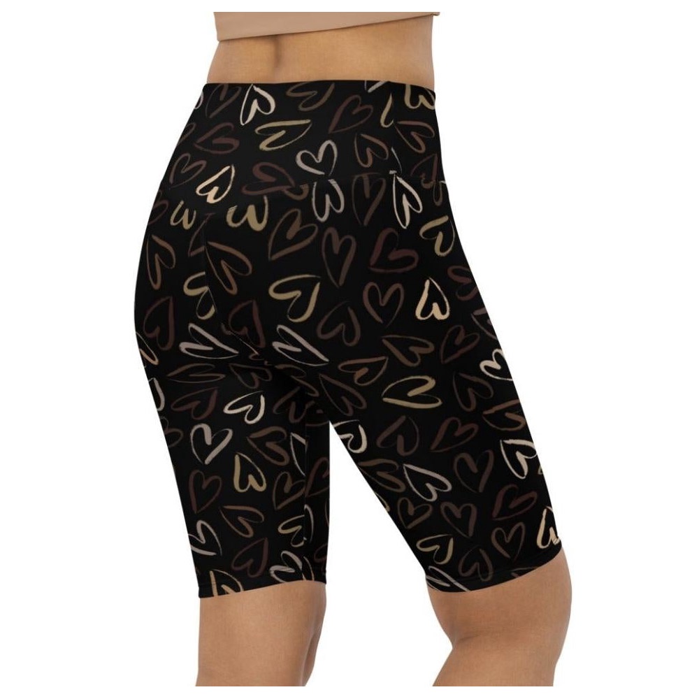 Golden Heart Print Biker Shorts, Biker Shorts For Mom, Shorts Mother’s Day, Mother Day Gift