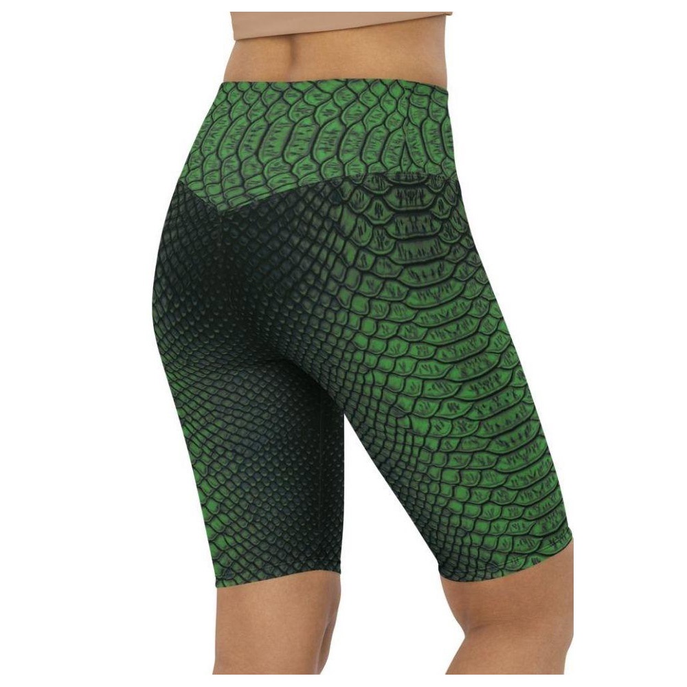 Green Crocodile Pattern Biker Shorts, Biker Shorts For Mom, Shorts Mother’s Day, Mother Day Gift