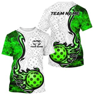Green Flame Pickleball Ball Custom T-Shirts For…