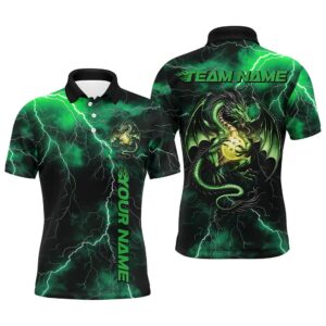 Green Thunder Lightning Custom Dragon Pickleball Polo…