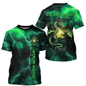 Green Thunder Lightning Custom Dragon Pickleball T-Shirts…