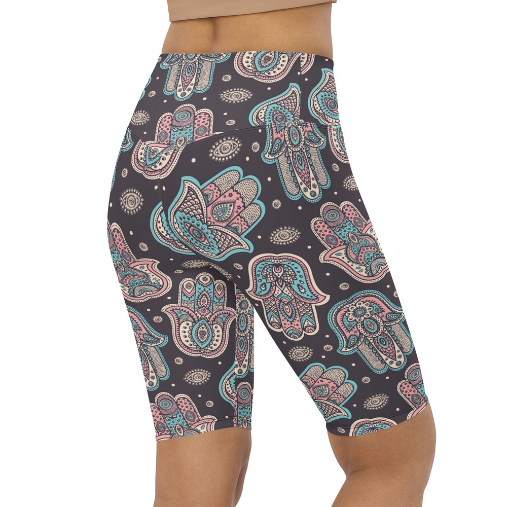 Hand Drawn Hamsa Biker Shorts, Biker Shorts For Mom, Shorts Mother’s Day, Mother Day Gift
