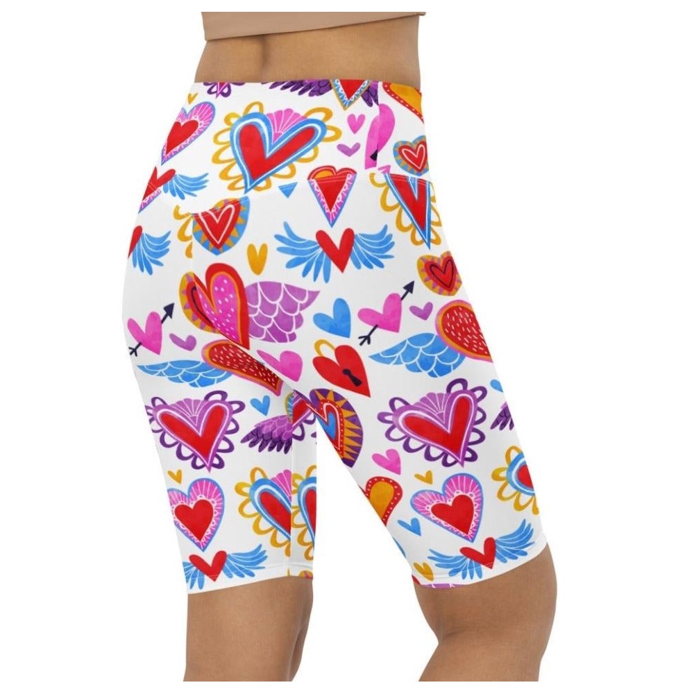 Heart Pattern Biker Shorts, Biker Shorts For Mom, Shorts Mother’s Day, Mother Day Gift