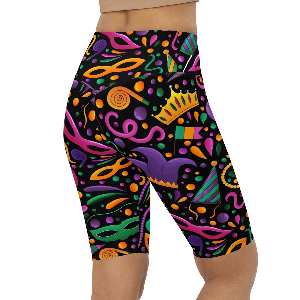 Mardi Gras Masks & Beads Party Biker Shorts, Biker Shorts For Mom, Shorts Mother’s Day, Mother Day Gift