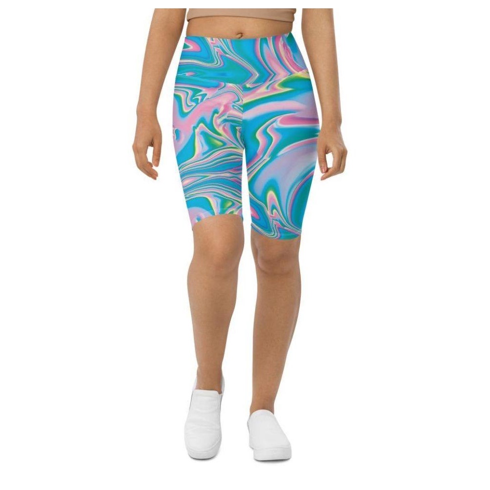 Neon Psychedelic Biker Shorts, Biker Shorts For Mom, Shorts Mother’s Day, Mother Day Gift