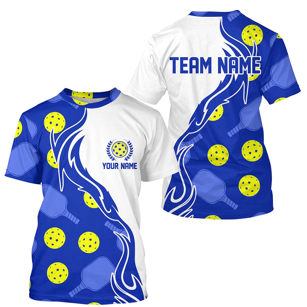 Pickleball Ball And Paddles Custom Blue Pickleball T-Shirts For Men, Casual Pickleball Blue