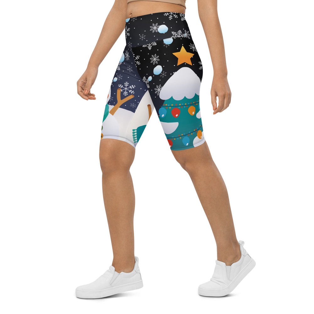 Snowy Christmas Biker Shorts, Biker Shorts For Mom, Shorts Mother’s Day, Mother Day Gift