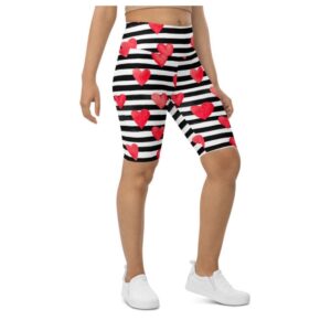 Stripes & Hearts Biker Shorts, Biker Shorts…