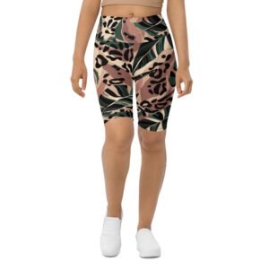 Tropical Leopard Biker Shorts, Biker Shorts For…