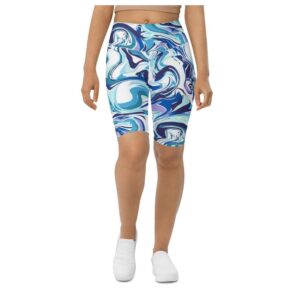 Vibrant Blue Marble Biker Shorts, Biker Shorts…