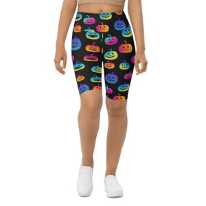 Vibrant Jack O’Lanterns Biker Shorts, Biker Shorts…
