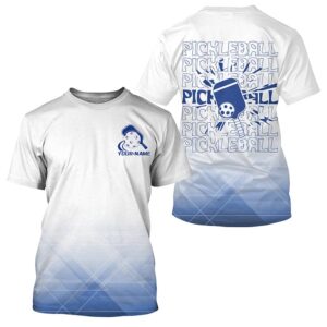 White And Blue Custom Pickleball T-Shirts For…