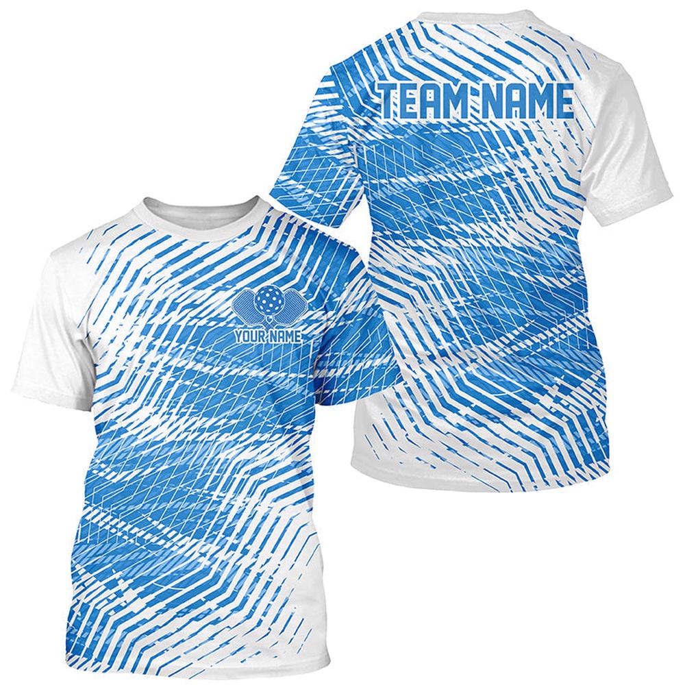 White And Blue Custom Pickleball T-Shirts For Men, Pickleball Team Shirt Pickleball Clothing