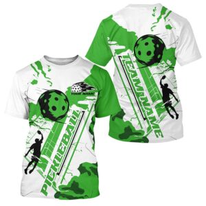 White And Green Custom Pickleball T-Shirts For…