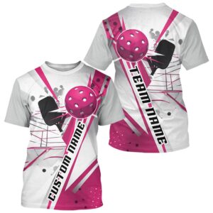 White And Pink Custom Pickleball T-Shirts For…