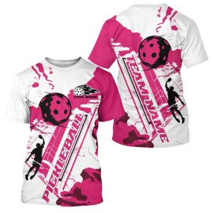 White And Pink Custom Pickleball T-Shirts For…