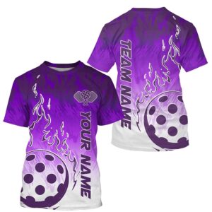 White And Purple Custom Flame Pickleball T-Shirts…