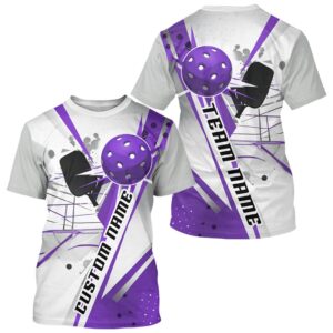 White And Purple Custom Pickleball T-Shirts For…