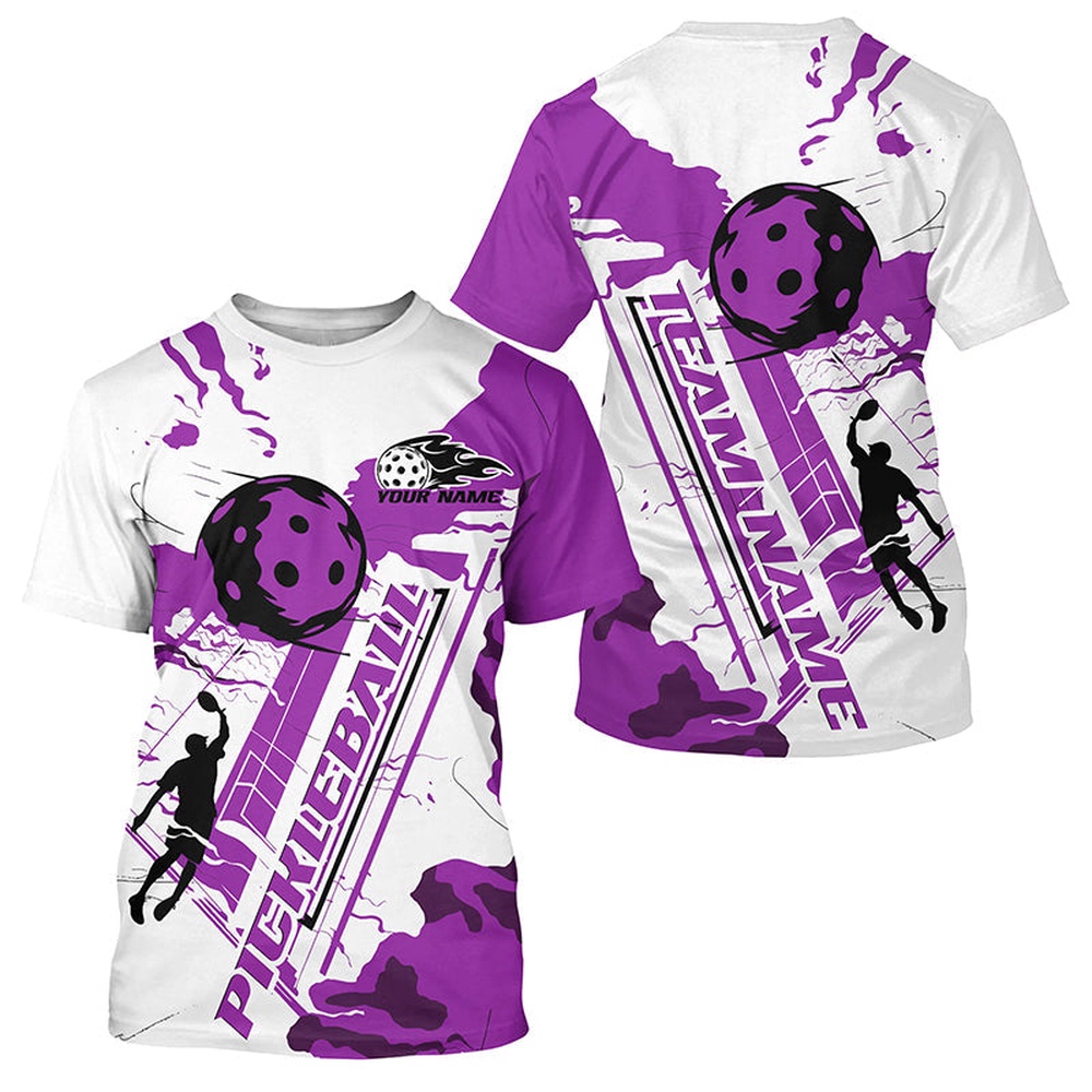 White And Purple Custom Pickleball T-Shirts For Men, Pickleball Team Shirt Pickleball Tournament Outfit White And Purple Custom Pickleball T-Shirts For Men, Pickleball Team Shirt Pickleball Tournament Outfit