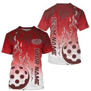 White And Red Custom Flame Pickleball T-Shirts…