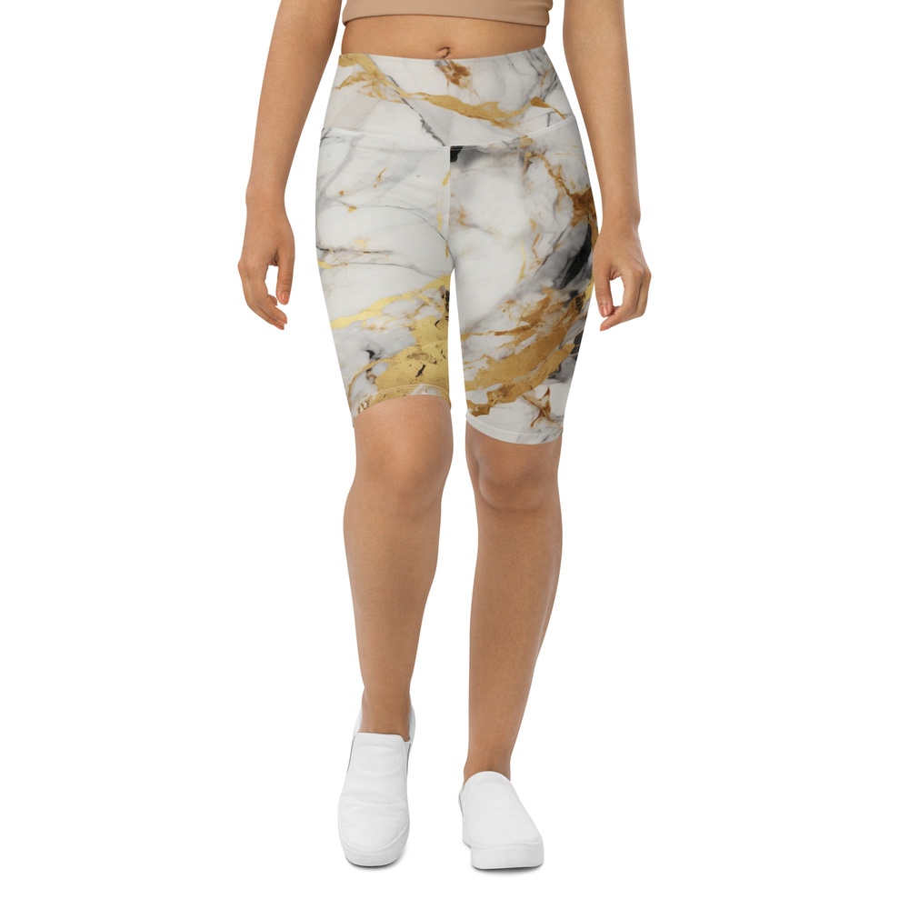 White & Gold Marble Biker Shorts, Biker Shorts For Mom, Shorts Mother’s Day, Mother Day Gift