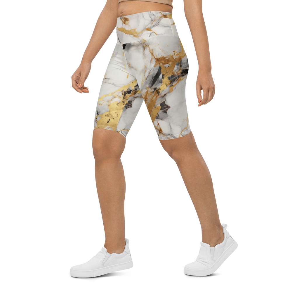 White & Gold Marble Biker Shorts, Biker Shorts For Mom, Shorts Mother’s Day, Mother Day Gift