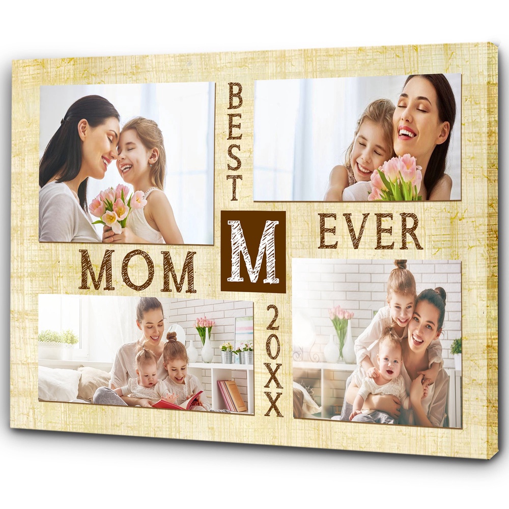 Best Mom Ever Personalized Mom Canvas, Custom Photo Collage, Mother’s Day Gift Canvas, Wall Art Poster Canvas For Mom