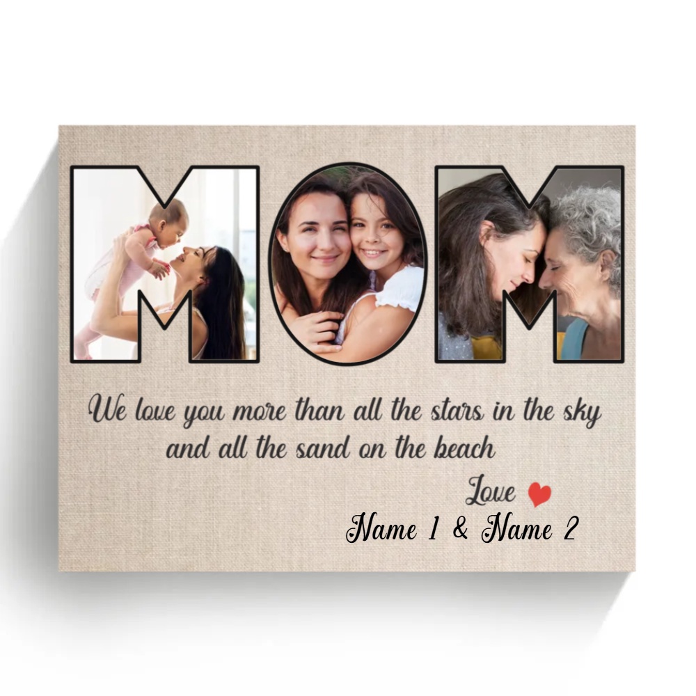 Custom First Mother’s Day Gifts For New Mom, MOM Custom Photo Canvas Print, Personalized Canvas Mother’s Day Gifts For Mom