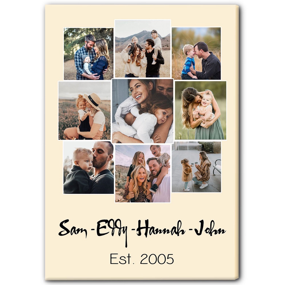Personalized Family Canvas Custom Family Photo Collage Canvas For Home Decoration Sentiment Gift For Family On Christmas, Wall Art Canvas For Mom