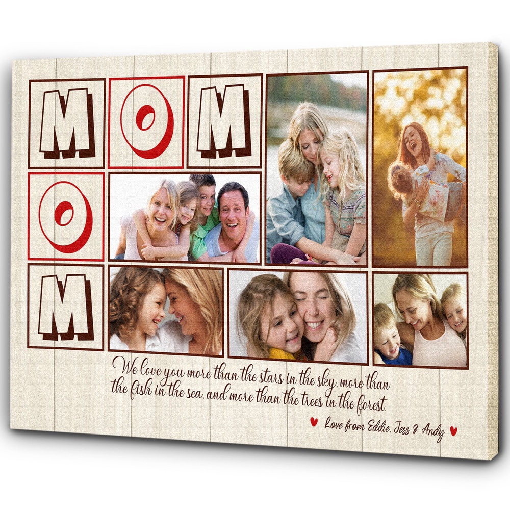 Personalized Mom Canvas Mom Photo Collage Wall Art Mom Gift Mother Gift On Mother’s Day Christmas, Wall Art Poster Canvas For Mom