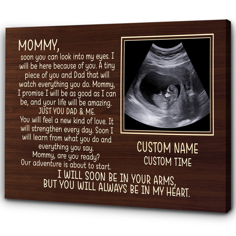 Personalized New Mom Canvas Just You Dad And Me First Mother’s Day Gift From New Mom Expecting Mom, Wall Art Poster Canvas For Mom